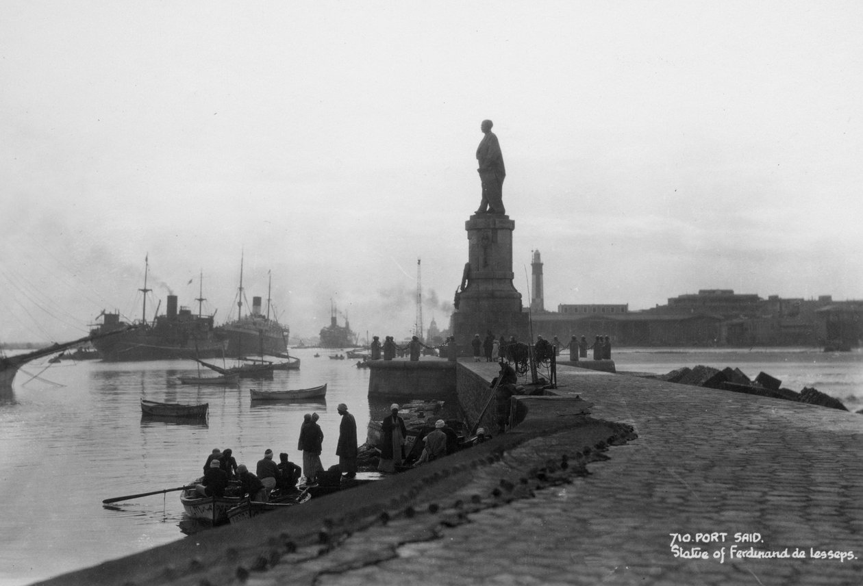 Posąg Ferdynanda de Lesseps, Port Said, Egipt, ok. 1920-c1930 autorstwa Unbekannt