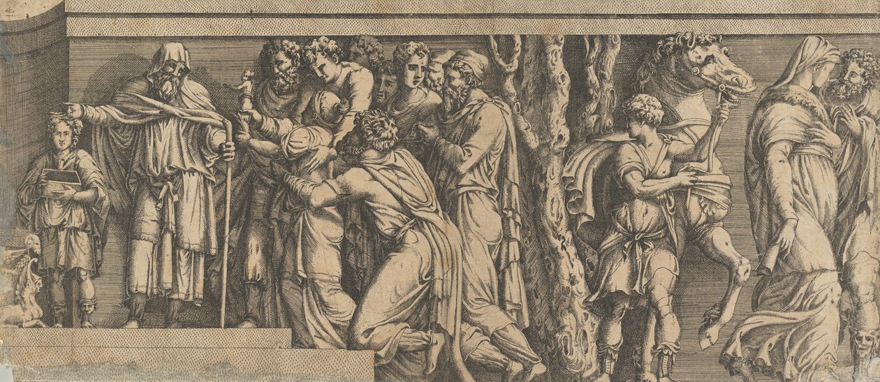 Posąg Niobe i jej czcicieli, z Apollo i Dianą oraz innymi figurami, 1543-47. autorstwa Unbekannt