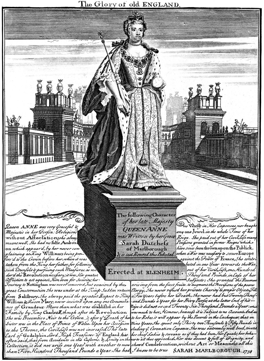 Posąg królowej Anny 1665-1714, Pałac Blenheim, Oxfordshire, 1738 autorstwa Unbekannt