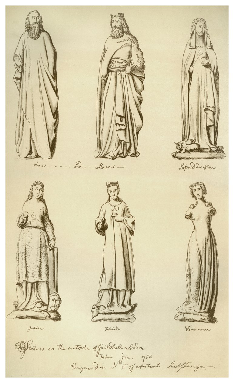 Posągi dawniej na zewnątrz Guildhall, City of London, 1783 1886 autorstwa Unbekannt