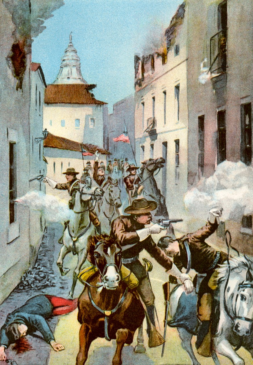 Walka uliczna w Santiago, Kuba, wojna hiszpańsko-amerykańska, 1898 autorstwa Unbekannt