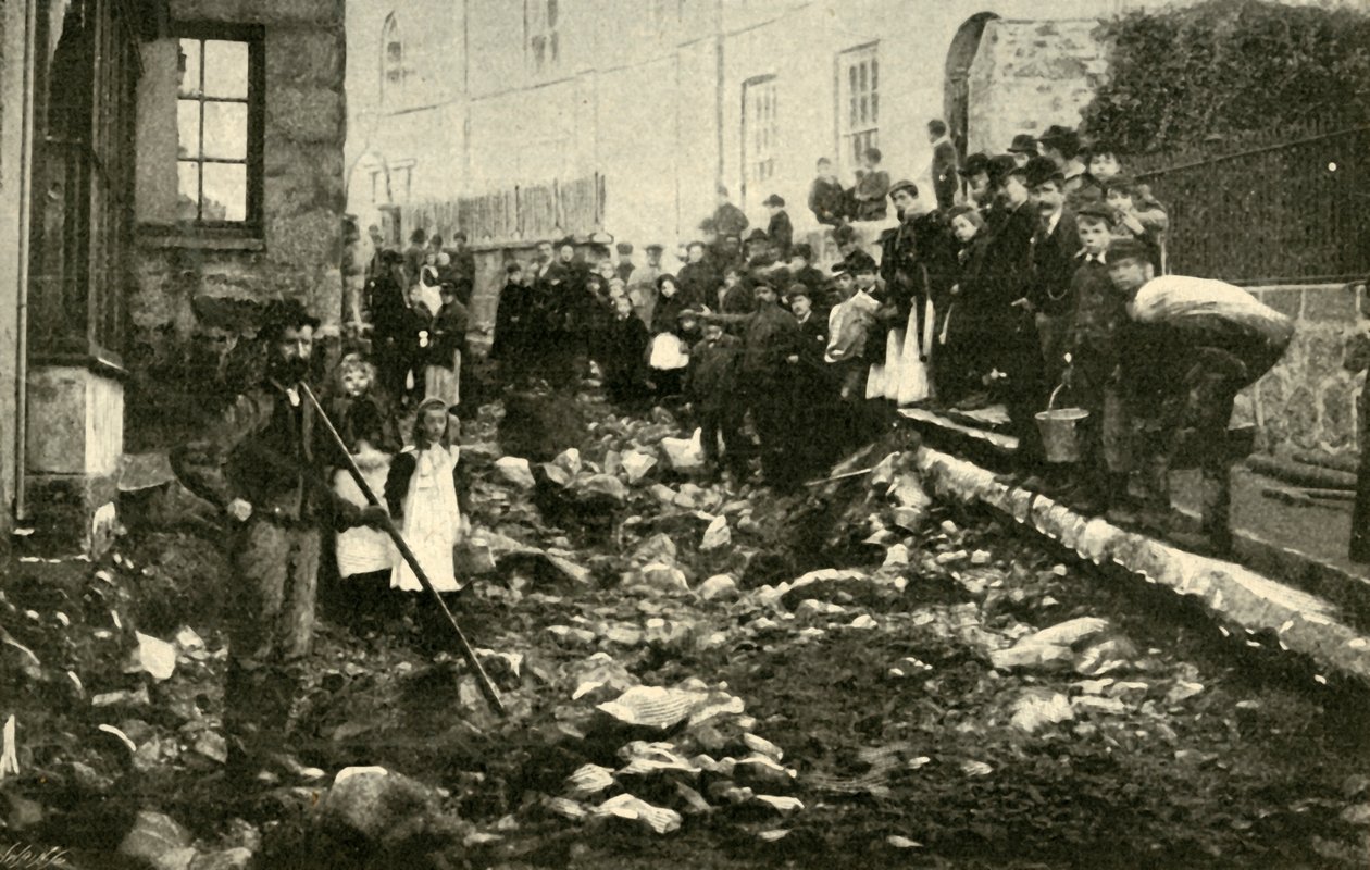 Ulica w St. Ives po wizycie z powodzi, 1901. autorstwa Unbekannt