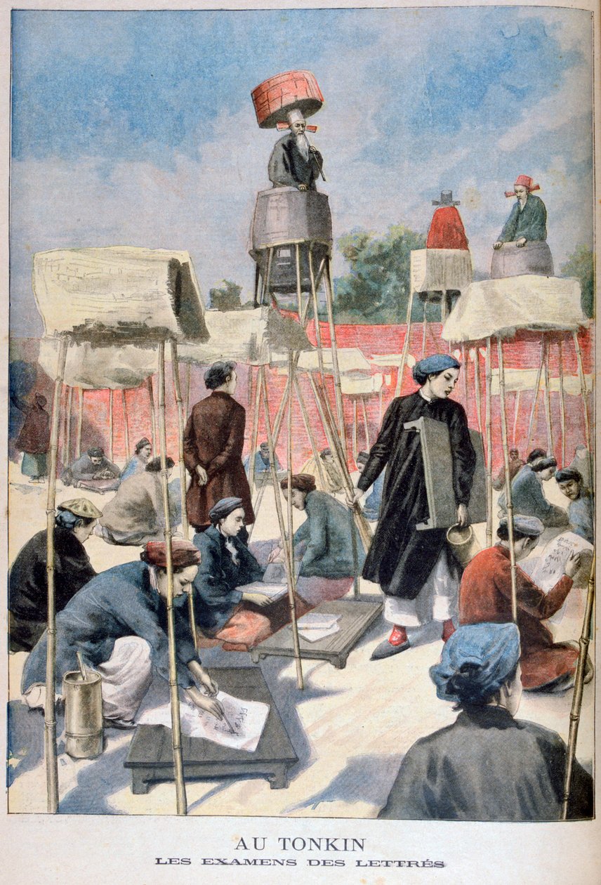 Studenci zdający egzamin pisemny, Tonkin, Wietnam, 1895 autorstwa Unbekannt