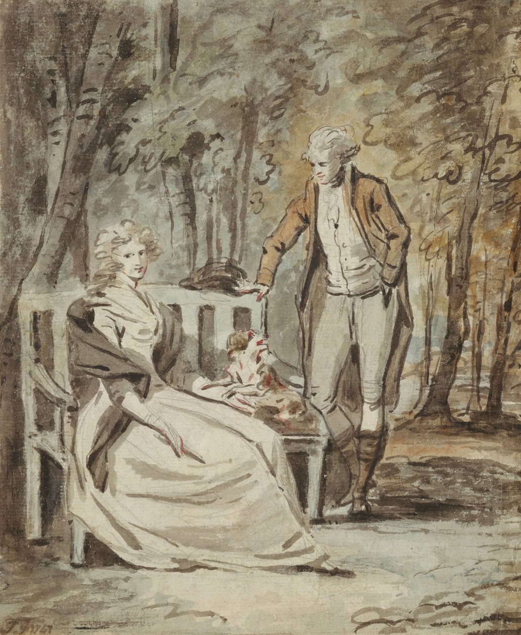 Studium do portretu: Dama i dżentelmen w parku, ca. 1780. autorstwa Unbekannt