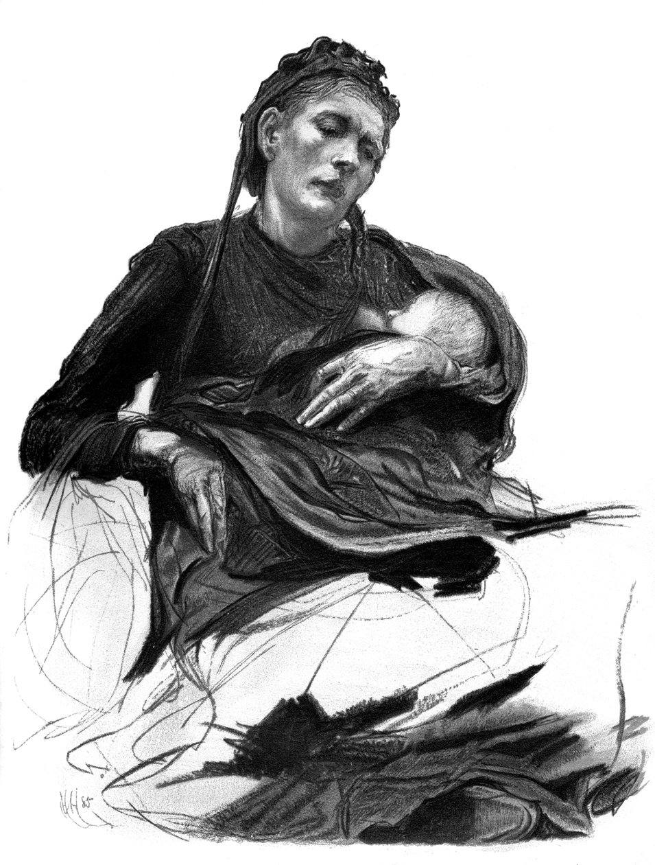 Studium kobiety trzymającej dziecko, 1895 autorstwa Unbekannt