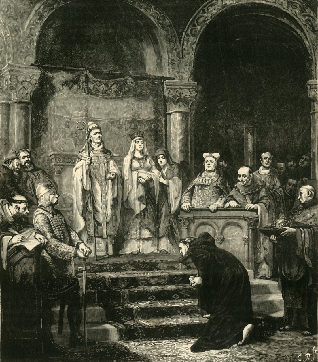 Złożenie Henryka IV. W Canossie, 1077, 1890. autorstwa Unbekannt
