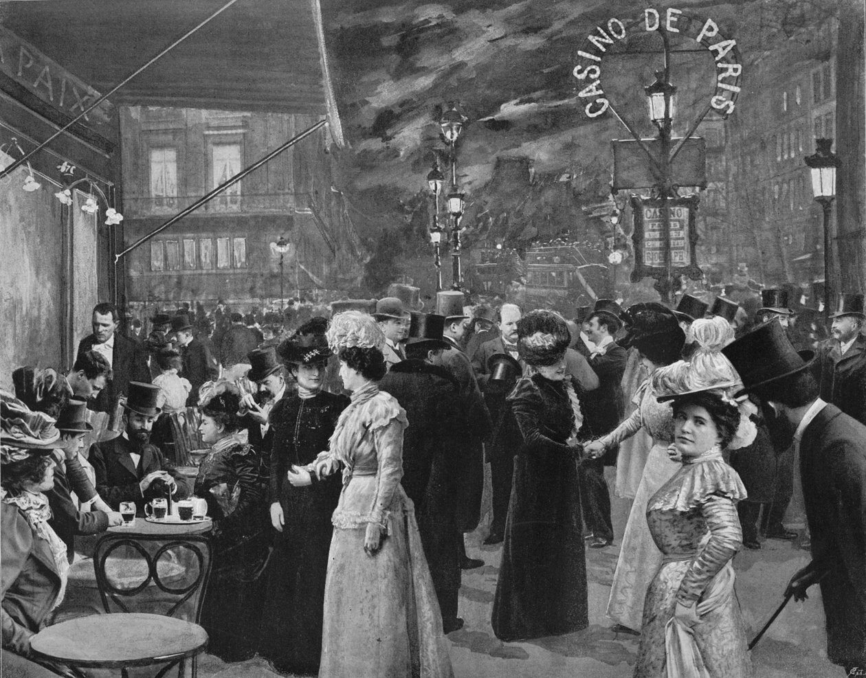 Na bulwarze – przed kawiarnią De La Paix, 1900 autorstwa Unbekannt