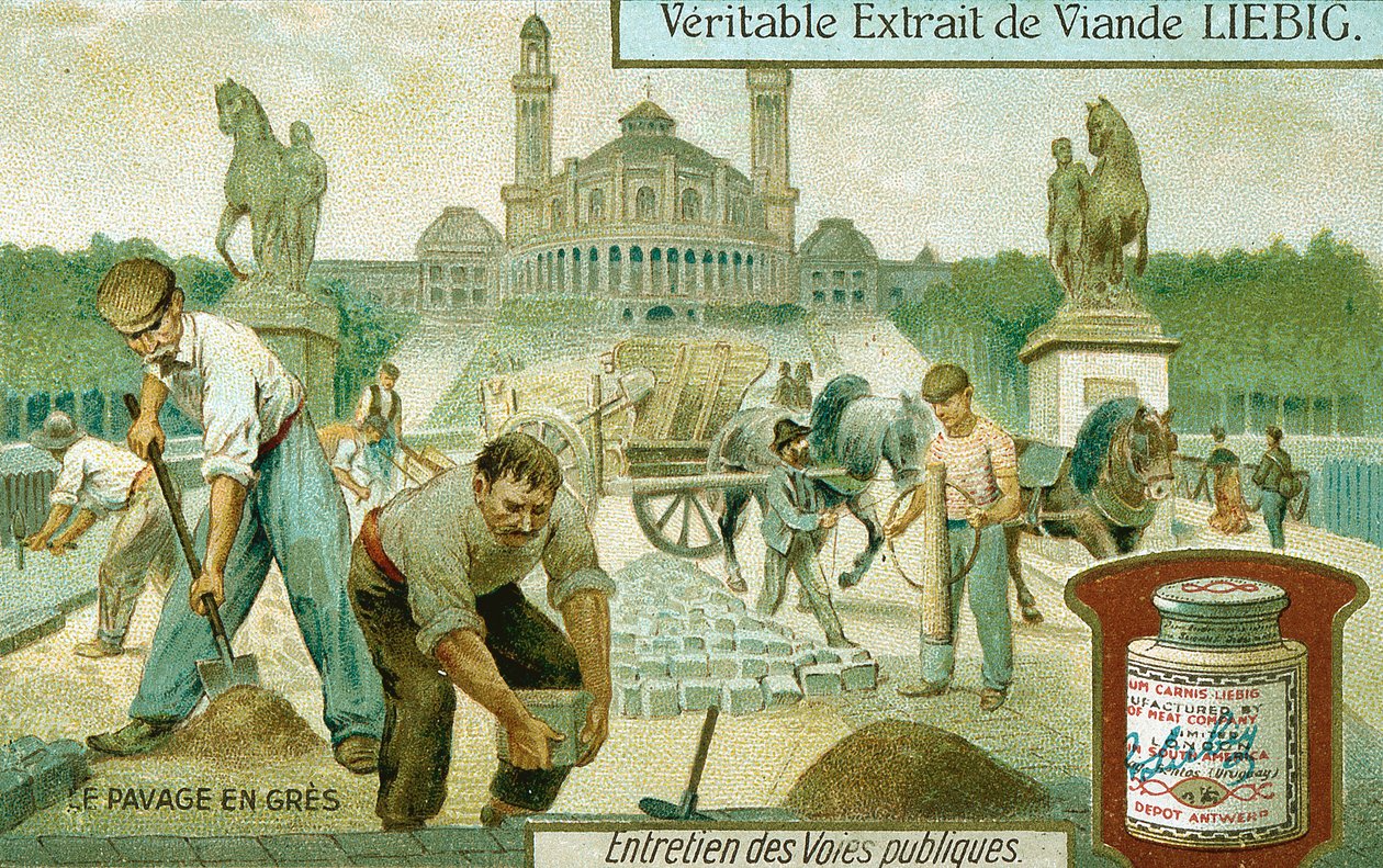 Nawierzchnie drogi kostką granitową, Paryż, ok. 1900 autorstwa Unbekannt