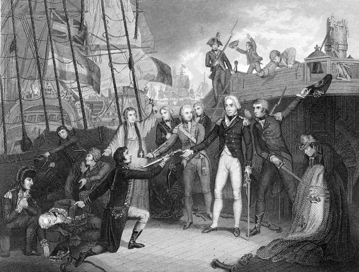 Kapitulacja hiszpańskiego statku San Josef po bitwie o Cape St Vincent, 1797 autorstwa Unbekannt