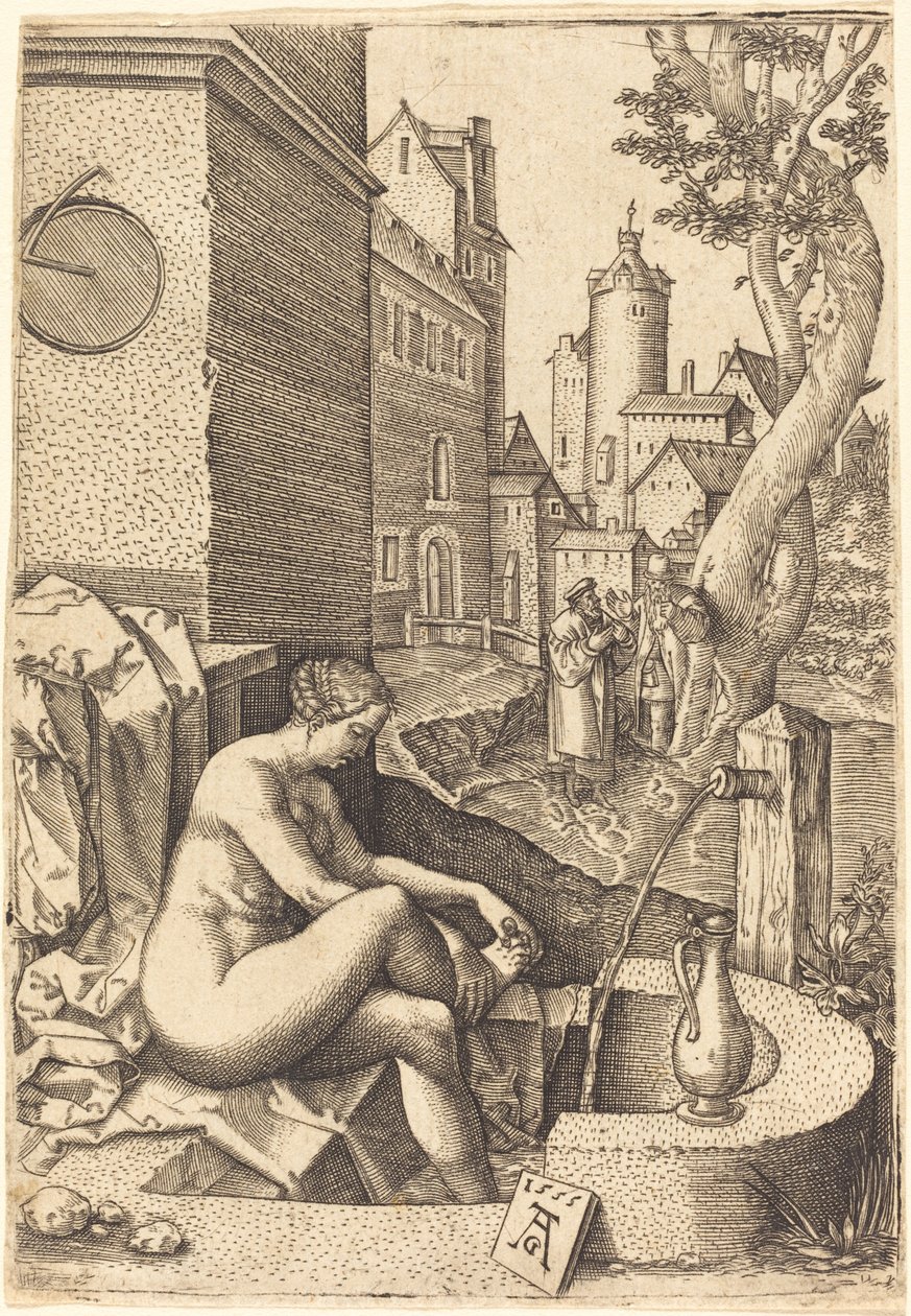 Zuzanna zaskoczona przez dwóch starszych, 1555. autorstwa Unbekannt