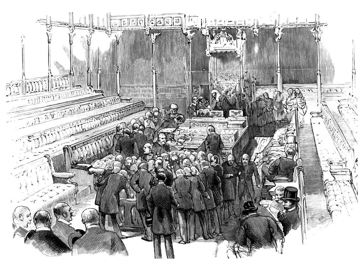 Zaprzysiężenie posłów w Izbie Gmin, Westminster, Londyn, c1905 autorstwa Unbekannt