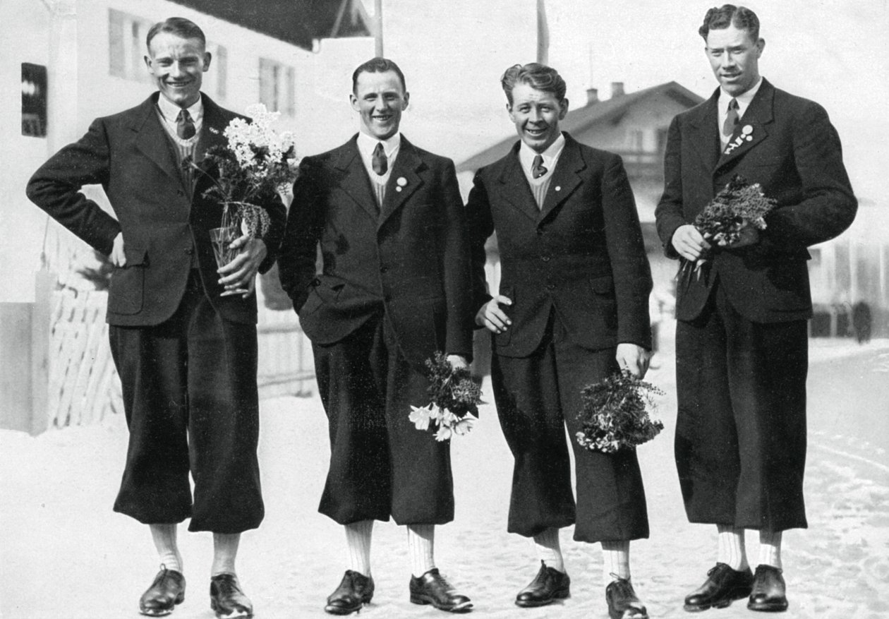 Szwedzka drużyna narciarstwa biegowego, Zimowe Igrzyska Olimpijskie, Garmisch-Partenkirchen, Niemcy, 1936 autorstwa Unbekannt