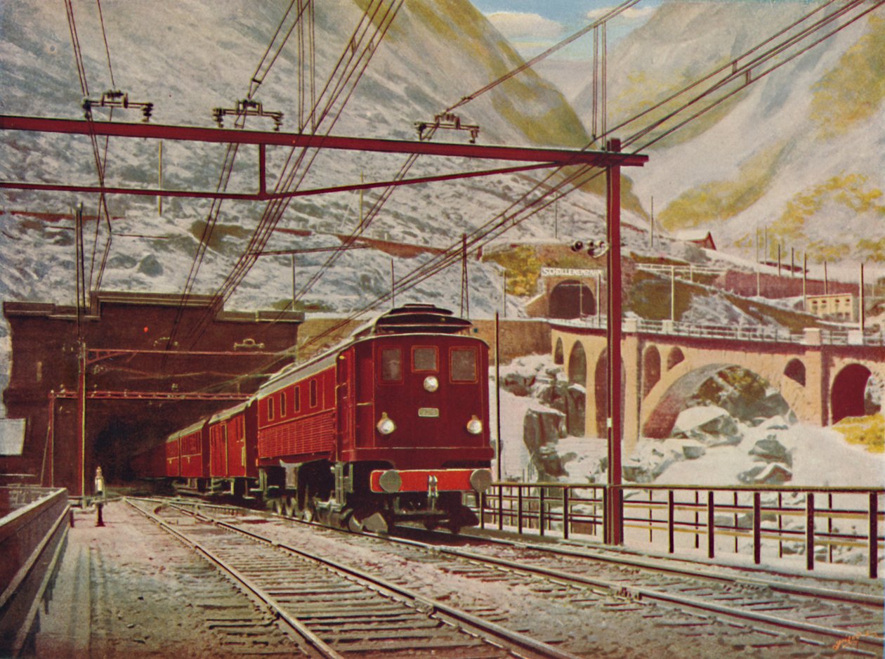 Swiss Express opuszcza Wielki Tunel Świętego Gotarda, 1926 autorstwa Unbekannt
