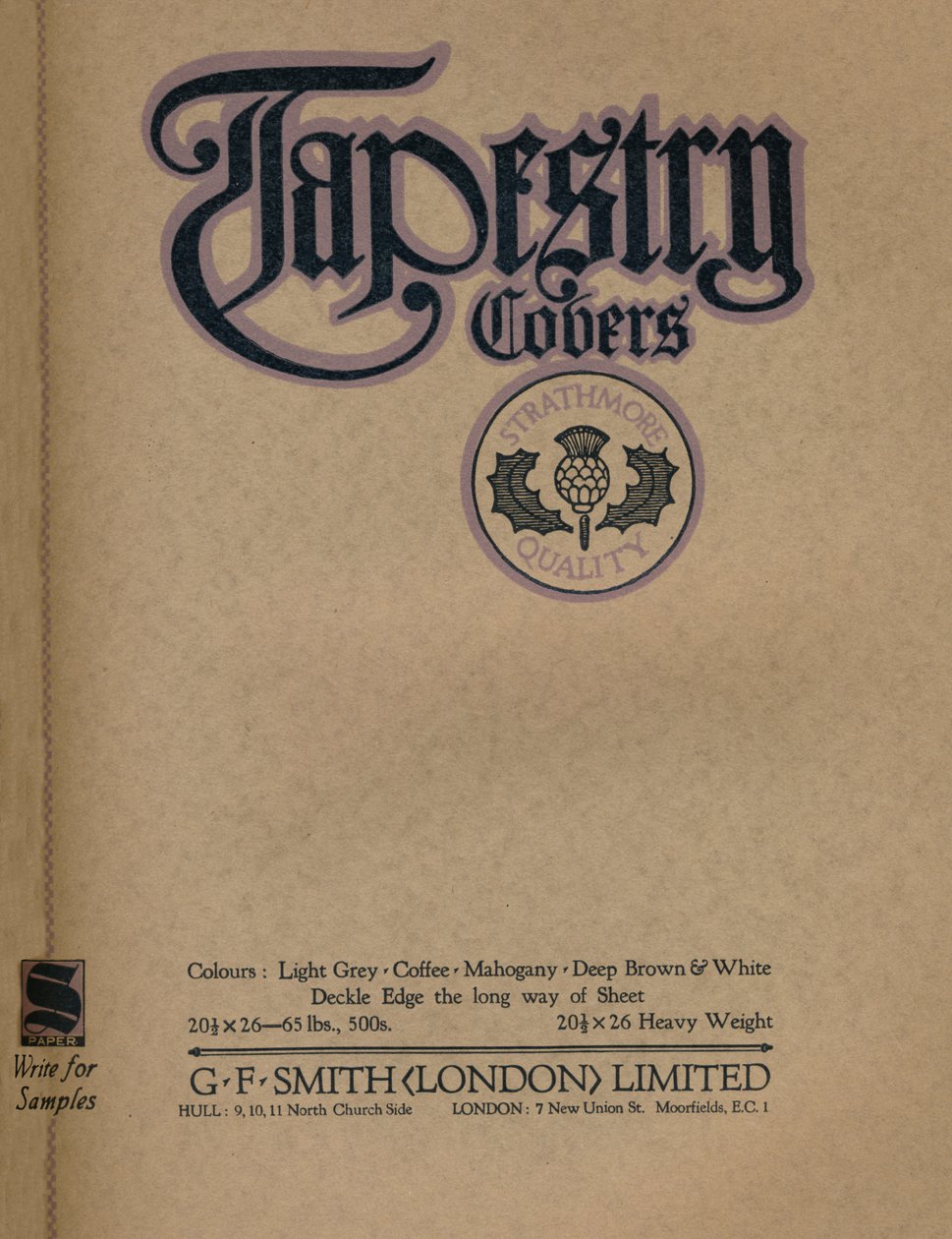 Tapestry Covers – reklama G. F. Smith London Limited, 1919 autorstwa Unbekannt