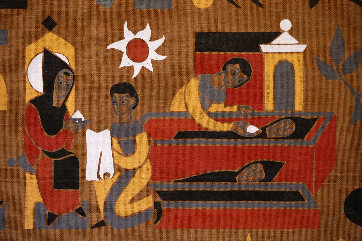 Gobelin w opactwie Saint-Pierre de Solesmes: Życie św. Benedykta, Solesmes, Francja autorstwa Unbekannt