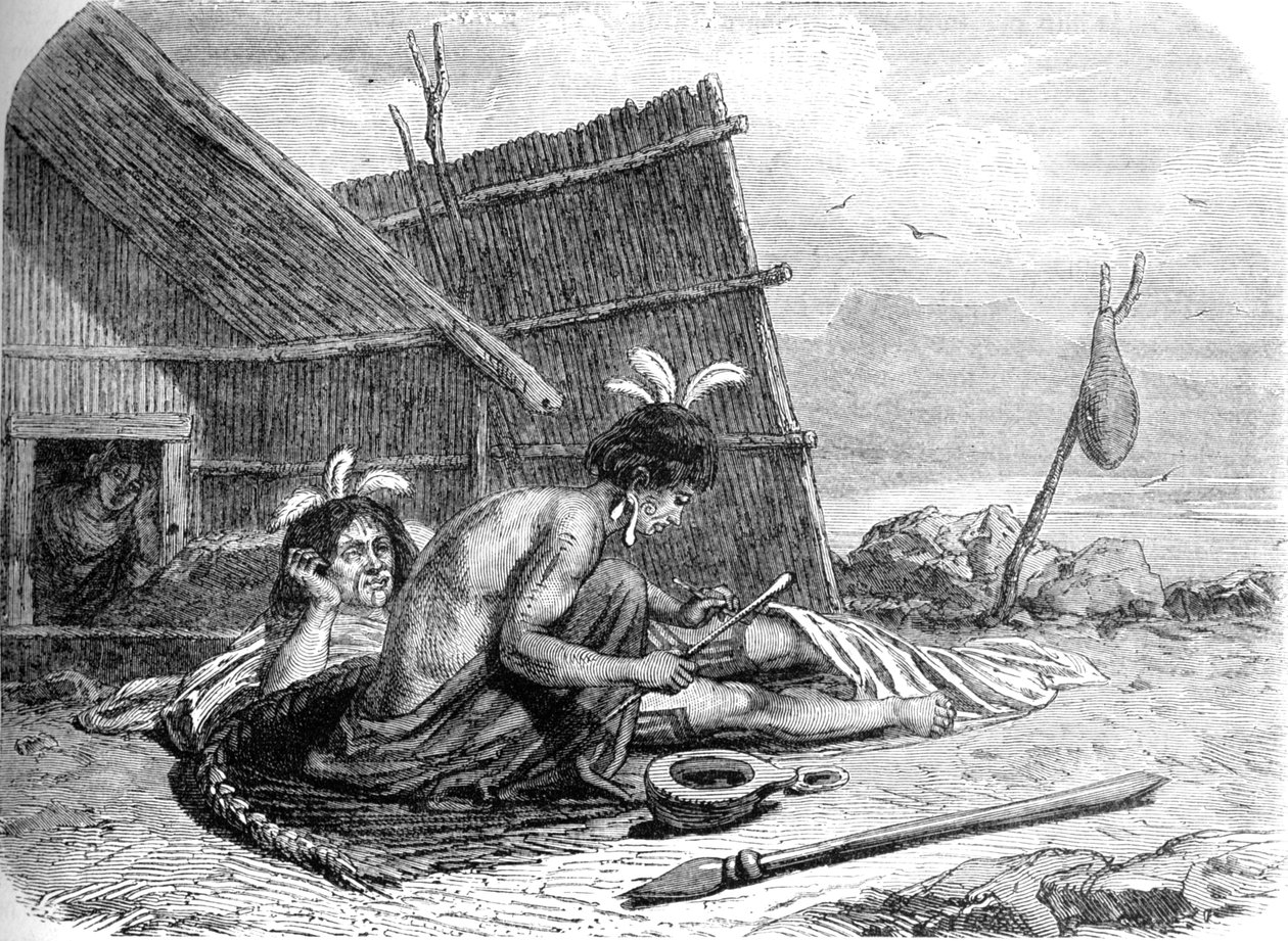 Tatuowanie wodza Maorysów, ok. 1880 r. autorstwa Unbekannt