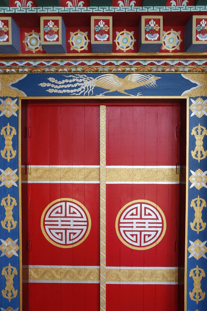 Świątynia Tysiąca Buddów. kongregacja Dashang Kagyu Ling. Drzwi pagody, La Boulaye, Francja autorstwa Unbekannt