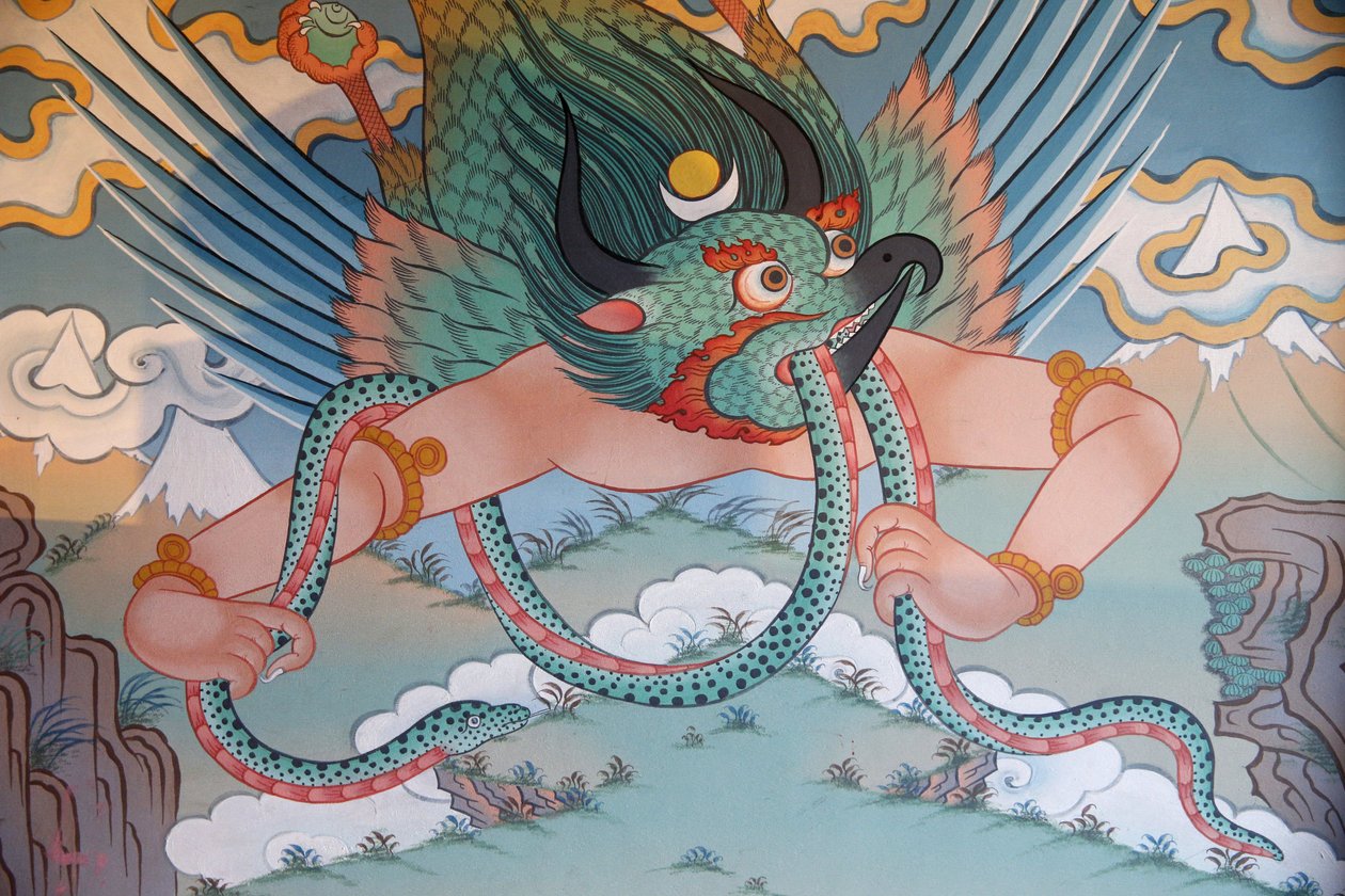 Świątynia Tysiąca Buddów kongregacja Dashang Kagyu Ling Malarstwo Garuda, La Boulaye, Francja autorstwa Unbekannt