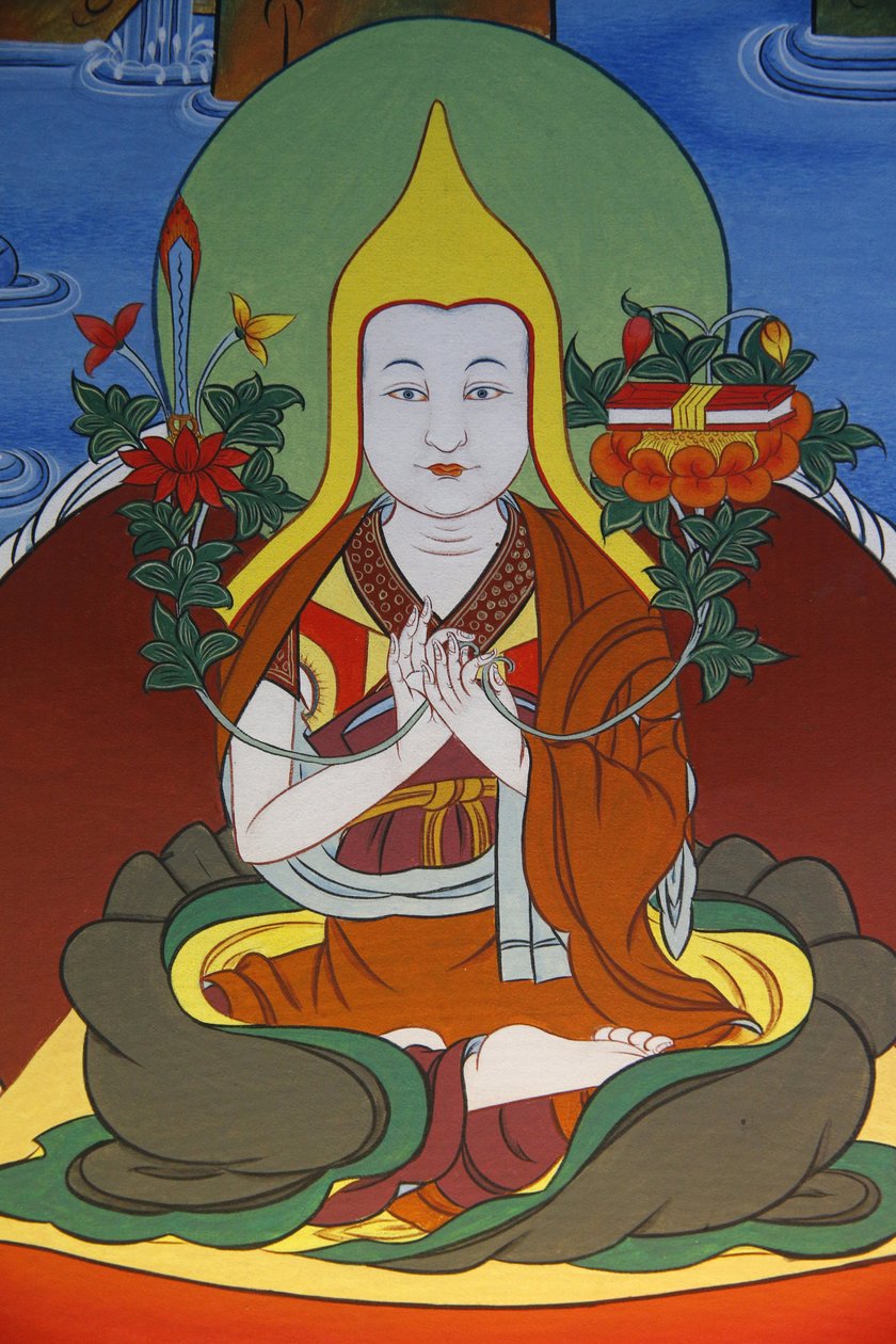 Świątynia Tysiąca Buddów kongregacja Dashang Kagyu Ling Malarstwo modlącego się mnicha, La Boulaye, Francja autorstwa Unbekannt