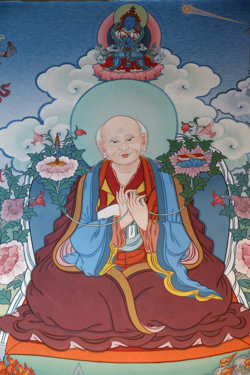 Świątynia Tysiąca Buddów kongregacja Dashang Kagyu Ling Malarstwo modlącego się mnicha, La Boulaye, Francja autorstwa Unbekannt