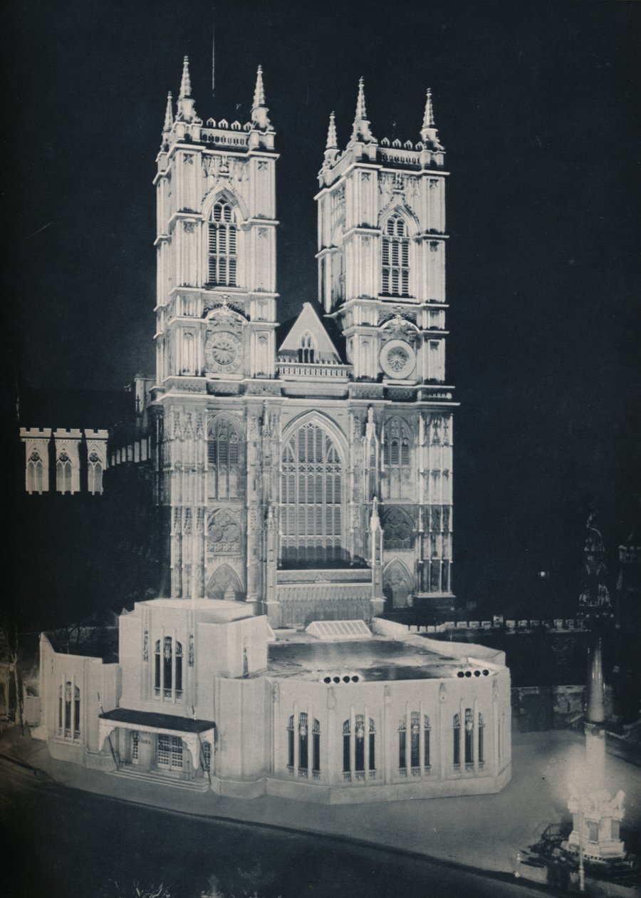 Kościół opactwa św. Piotra, Westminster, ukazujący tymczasową oficynę, 1937 autorstwa Unbekannt