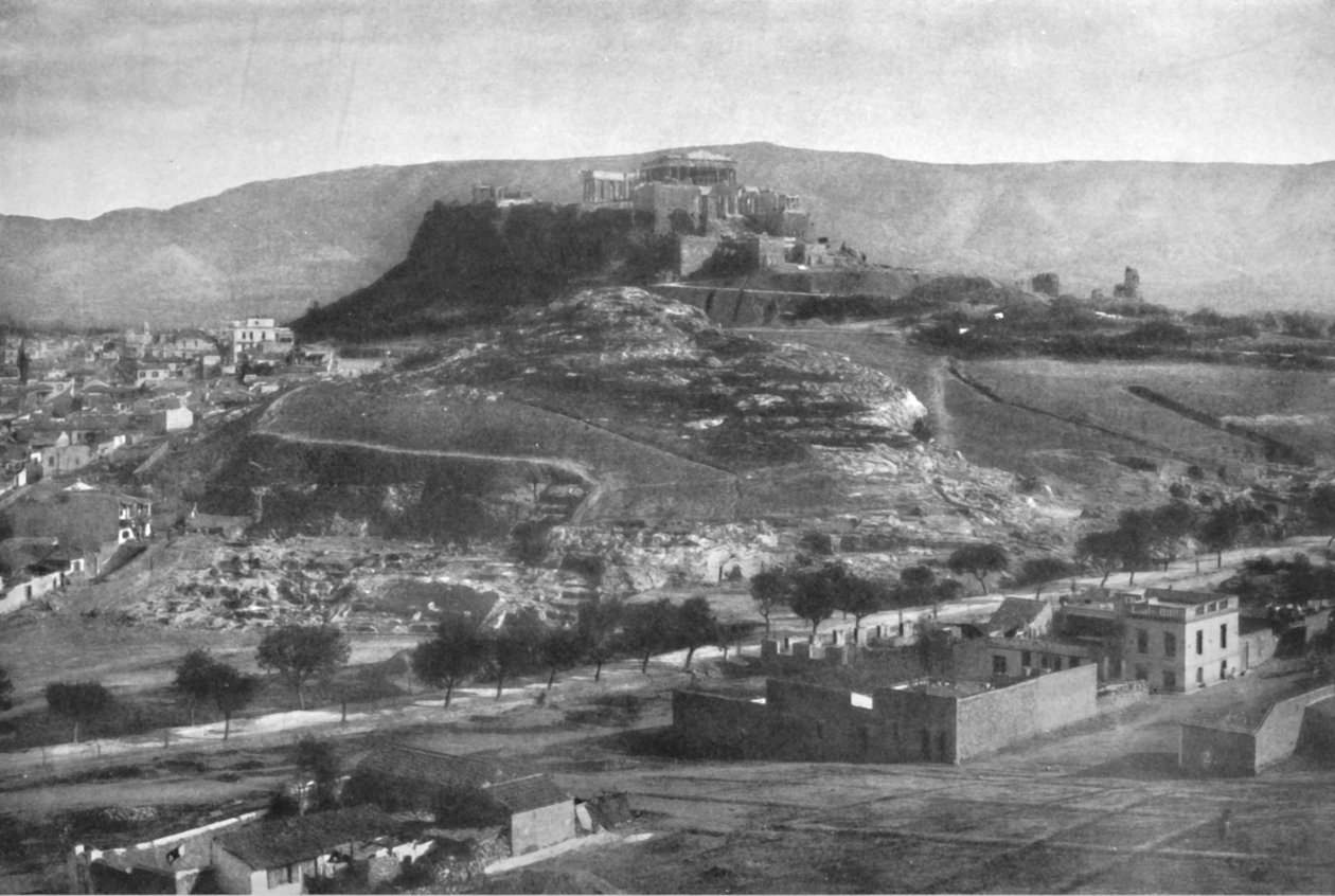 Akropol z widokiem na Aeropagus i Hymettus od zachodu, 1913 autorstwa Unbekannt