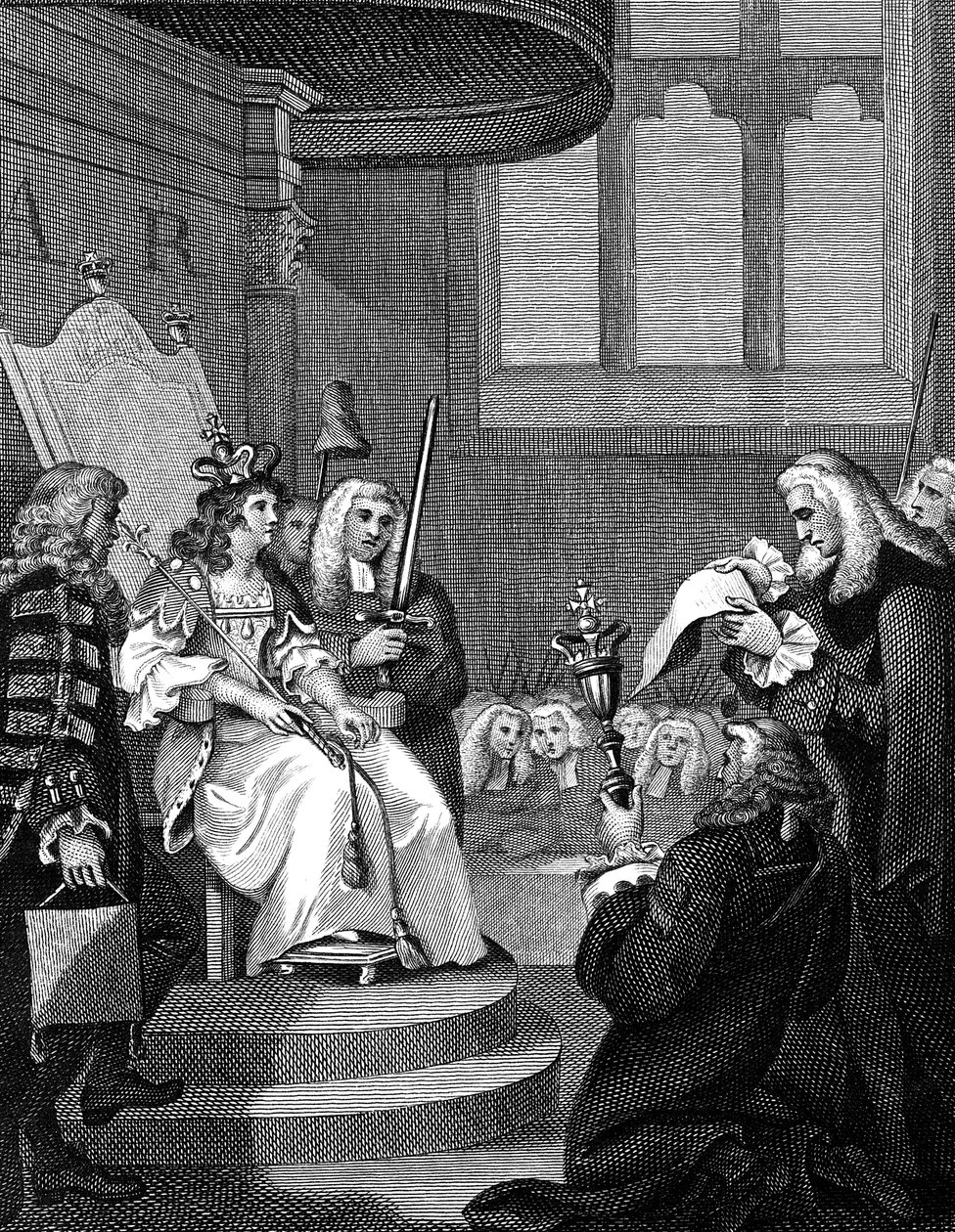 Akt unii między Anglią a Szkocją czytany przed królową Anną, 1826 r. autorstwa Unbekannt