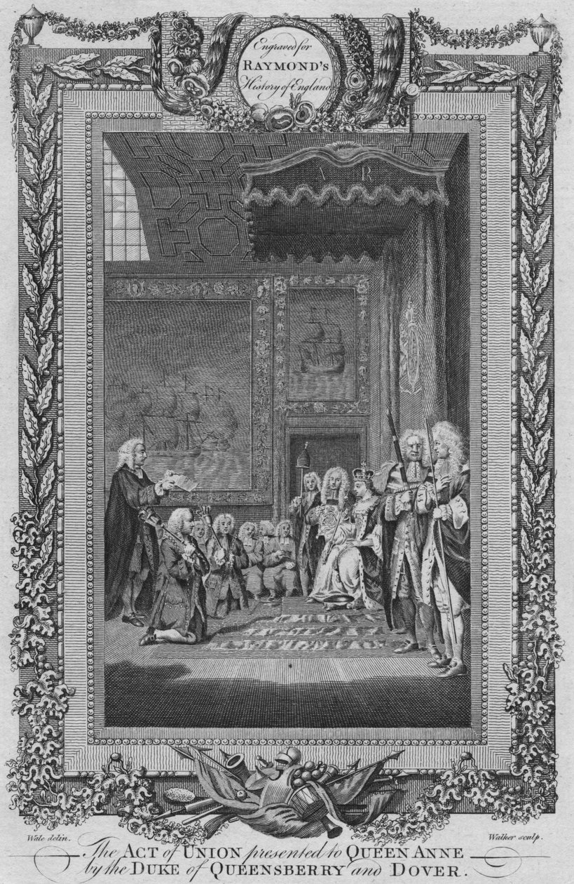 Akt Unii przedstawiony królowej Annie przez księcia Queensberry i Dover, ok. 1787 r. autorstwa Unbekannt