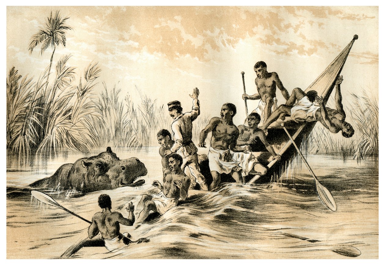 Przygoda z hipopotamem, 1883 autorstwa Unbekannt