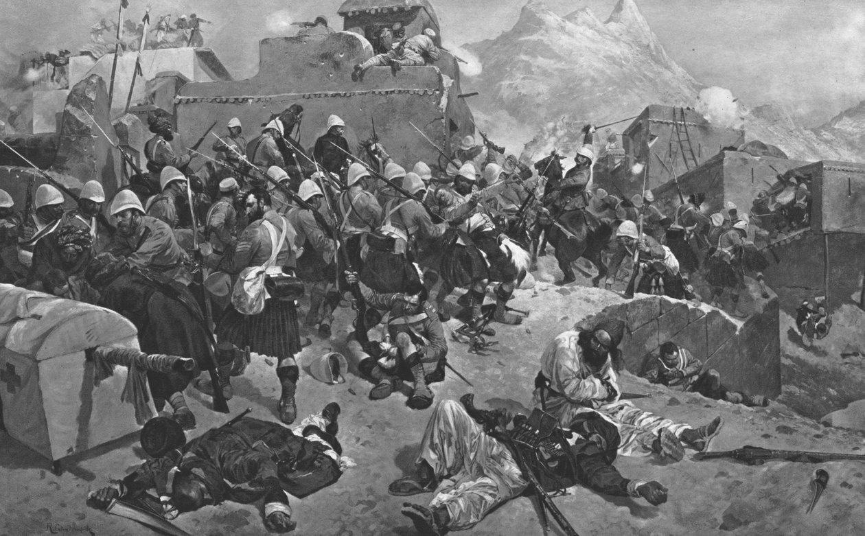 Wojna afgańska, 1878-80: 91. Górale i 2. Gurkas szturmują Gandię Mułła, 1901. autorstwa Unbekannt