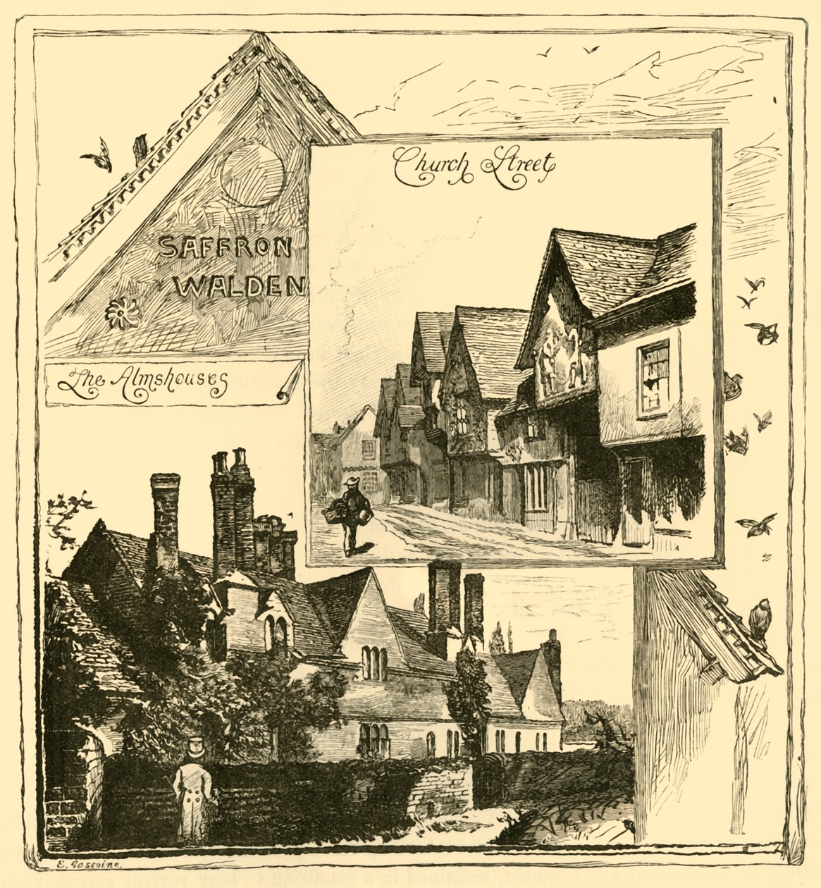 Domy przytułków, Audley End i Church Street, Saffron Walden, 1898. autorstwa Unbekannt