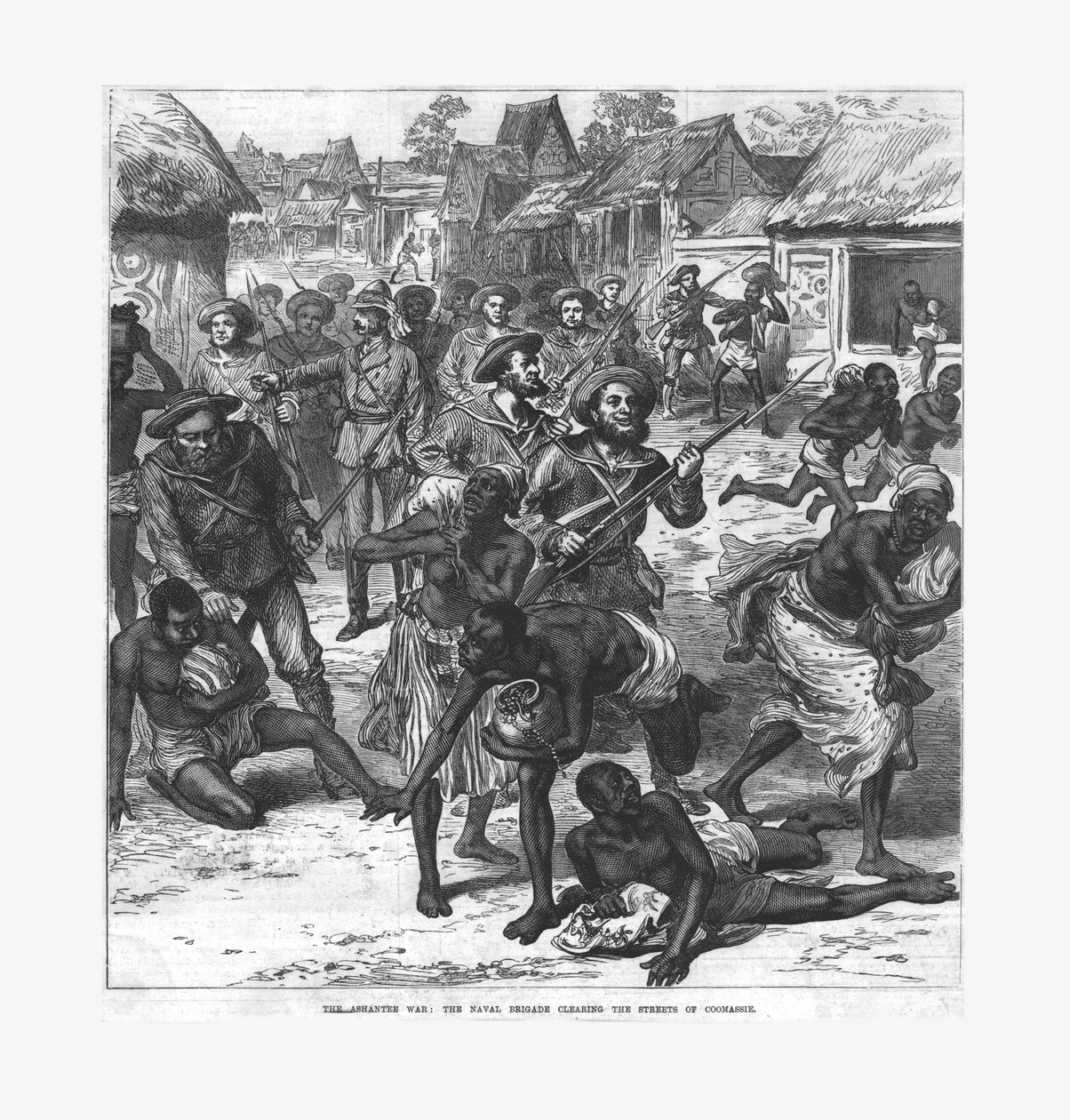 Wojna o Ashantee: brygada morska oczyszczająca ulice Coomassie, 1874. autorstwa Unbekannt