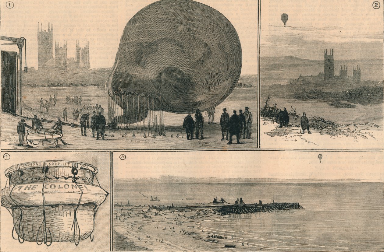Próba podróży balonem przez kanał, 1882. autorstwa Unbekannt