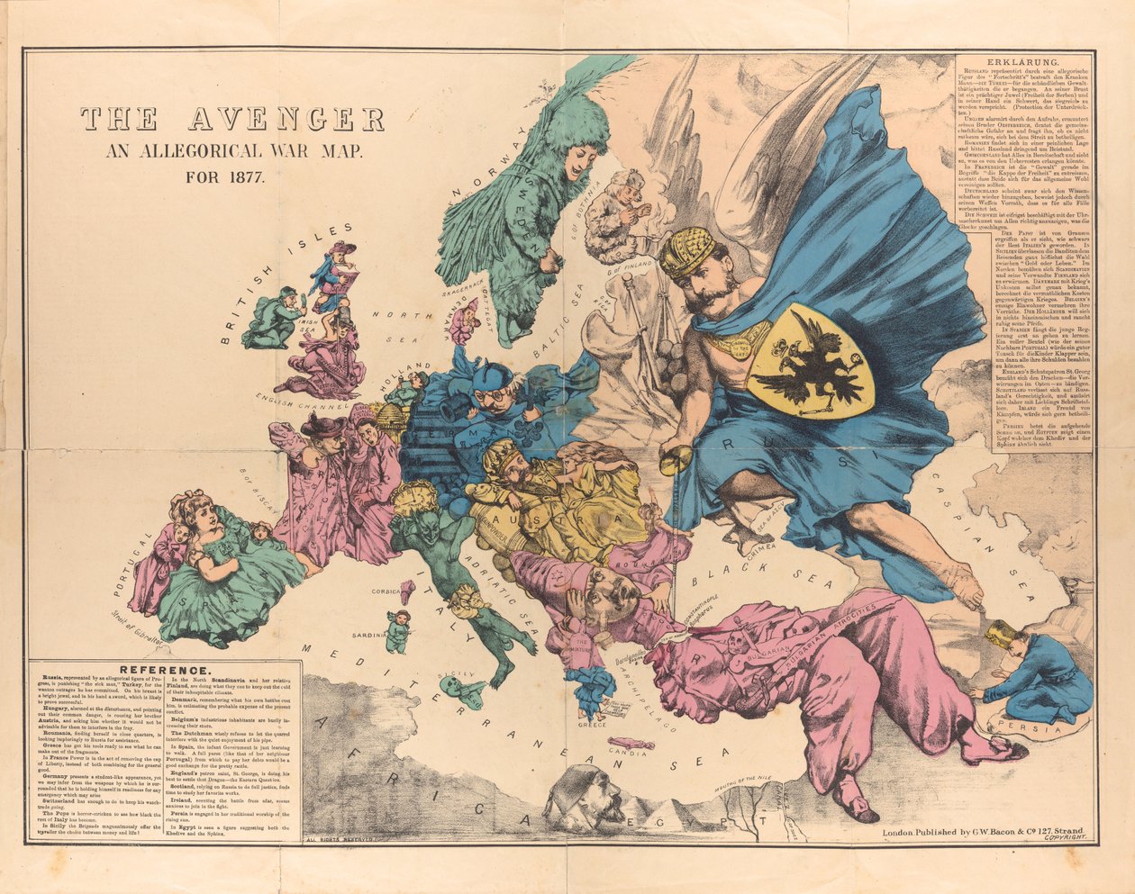 Mściciel: alegoryczna mapa wojenna na lata 1877, 1876-1877. autorstwa Unbekannt