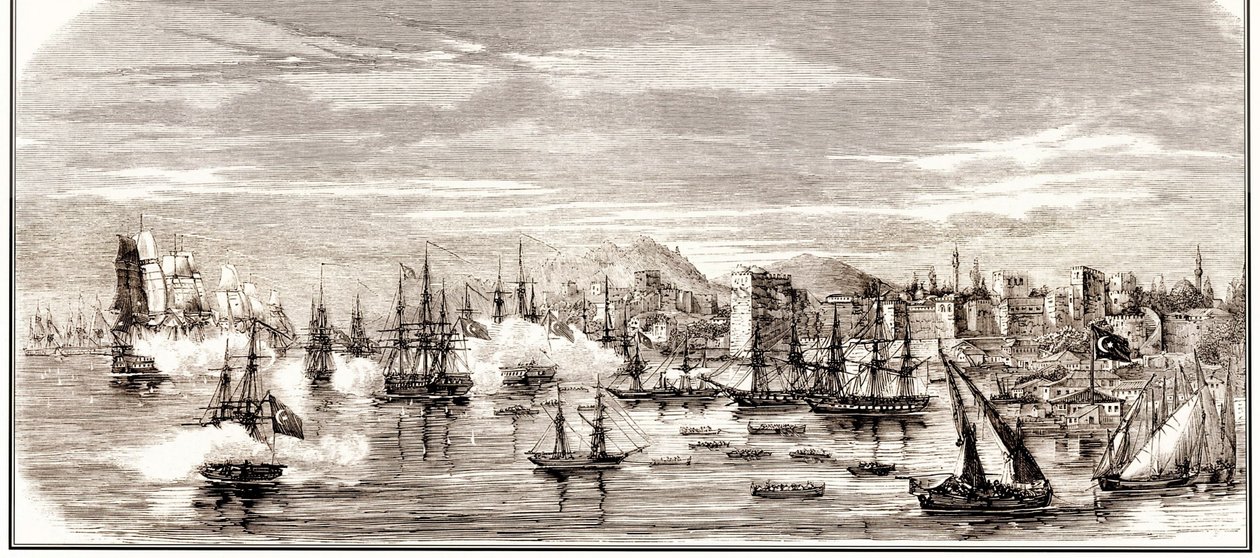 Bitwa pod Sinopem 30 listopada 1853 r., połowa XIX w. autorstwa Unbekannt