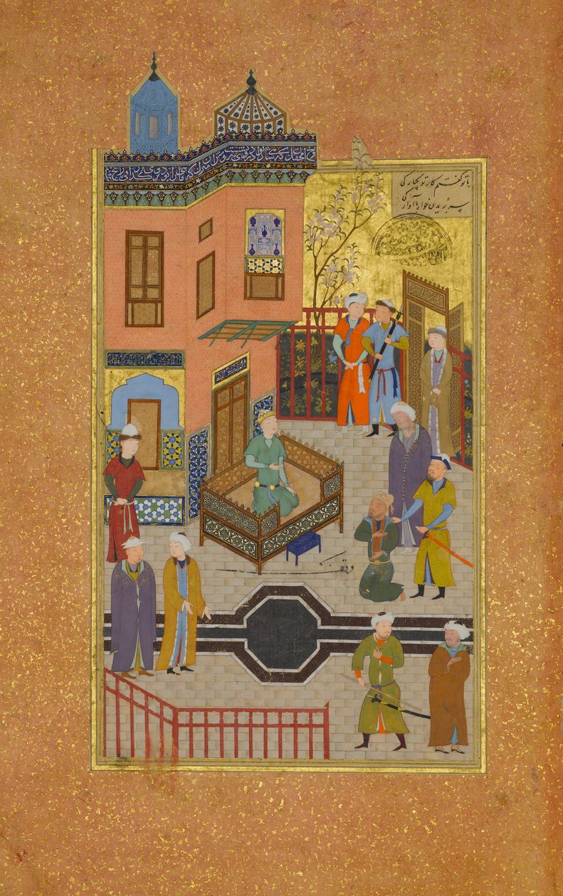 Żebrak, który wyznał miłość do księcia, Folio 28r z Mantiq al-tair..., AH 892 AD. 14 autorstwa Unbekannt