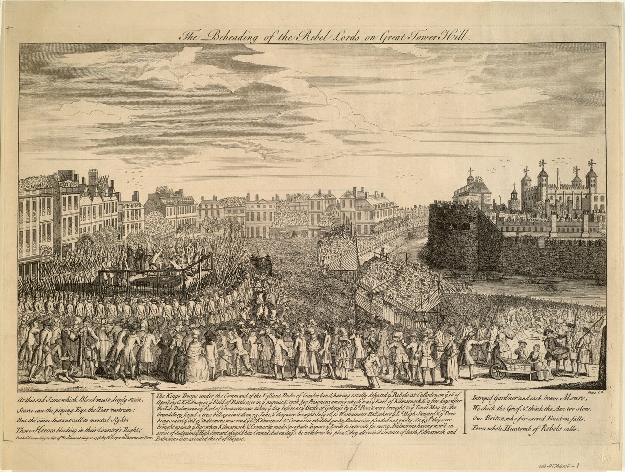 Ścięcie jakobitów buntowników w Tower Hill, 1746 autorstwa Unbekannt
