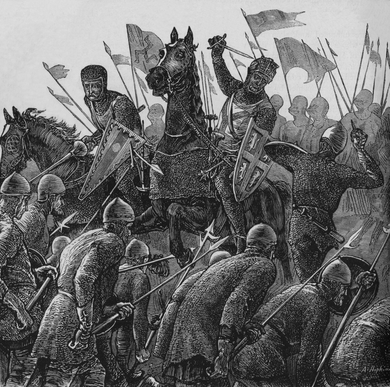 Szarża biskupa Durhams w Falkirk, 22 lipca 1298, c1880 autorstwa Unbekannt