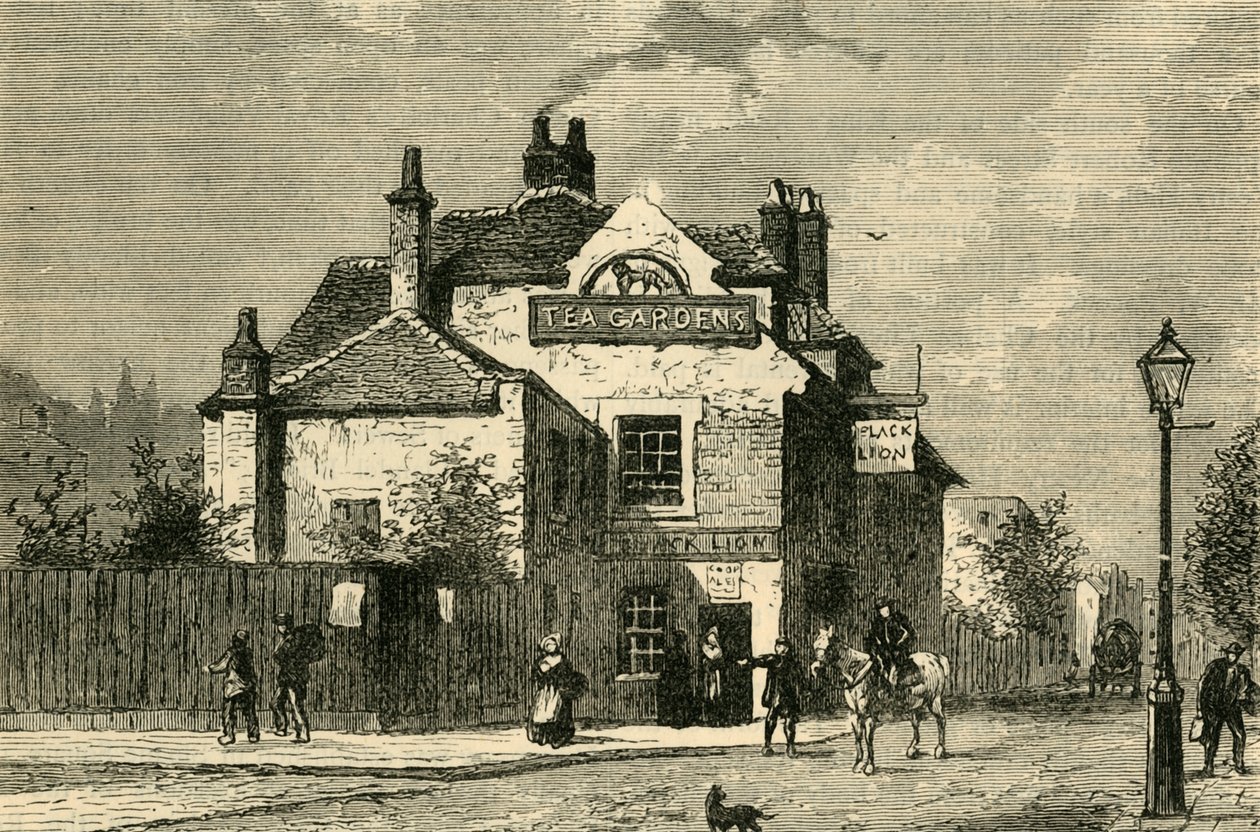 Czarny lew, Church Street, Chelsea, 1820, c1876. autorstwa Unbekannt