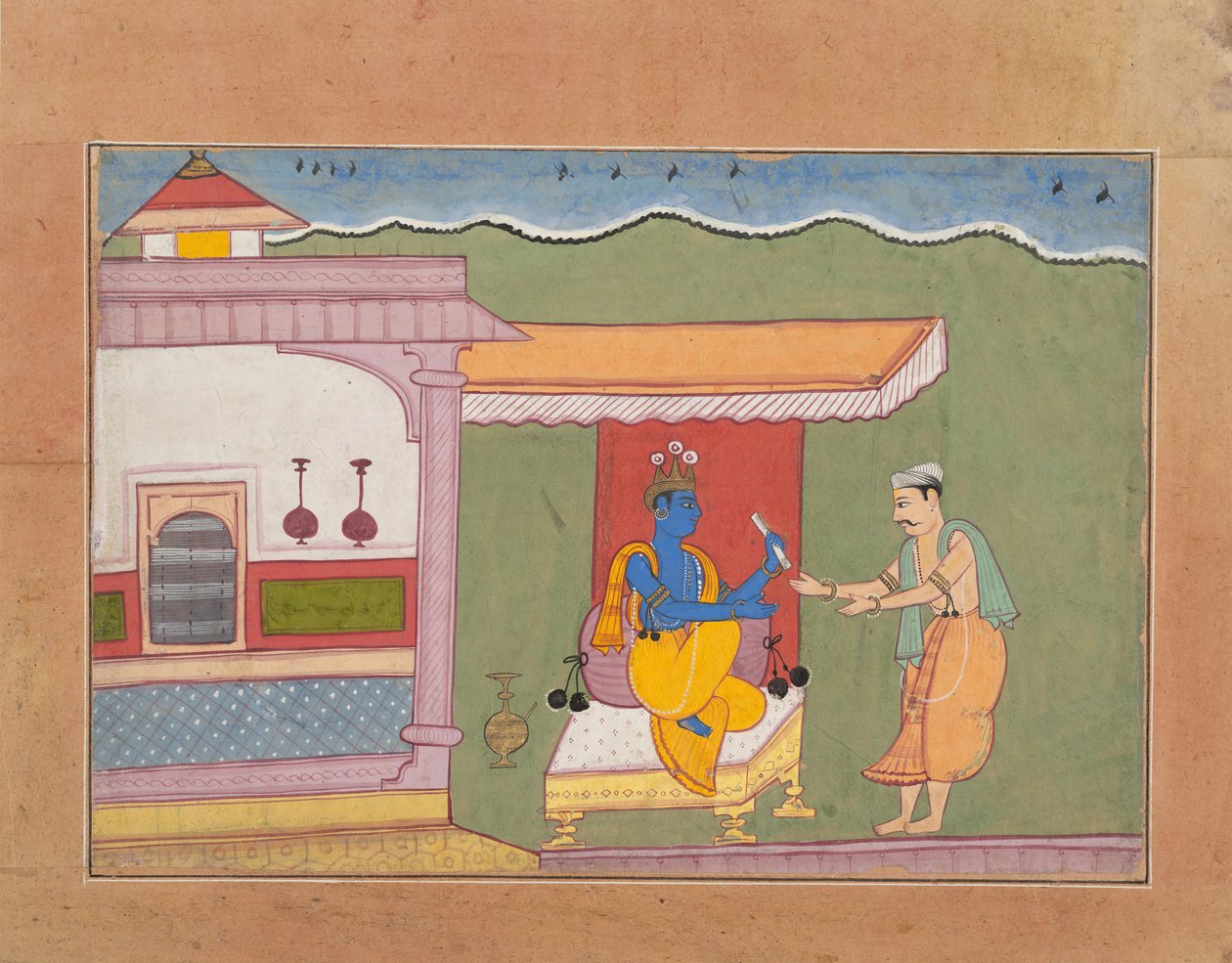 Bramin dostarcza Krisznie list Rukmini... z rozproszonej Bhagavata Purany..., ca. 1610. autorstwa Unbekannt