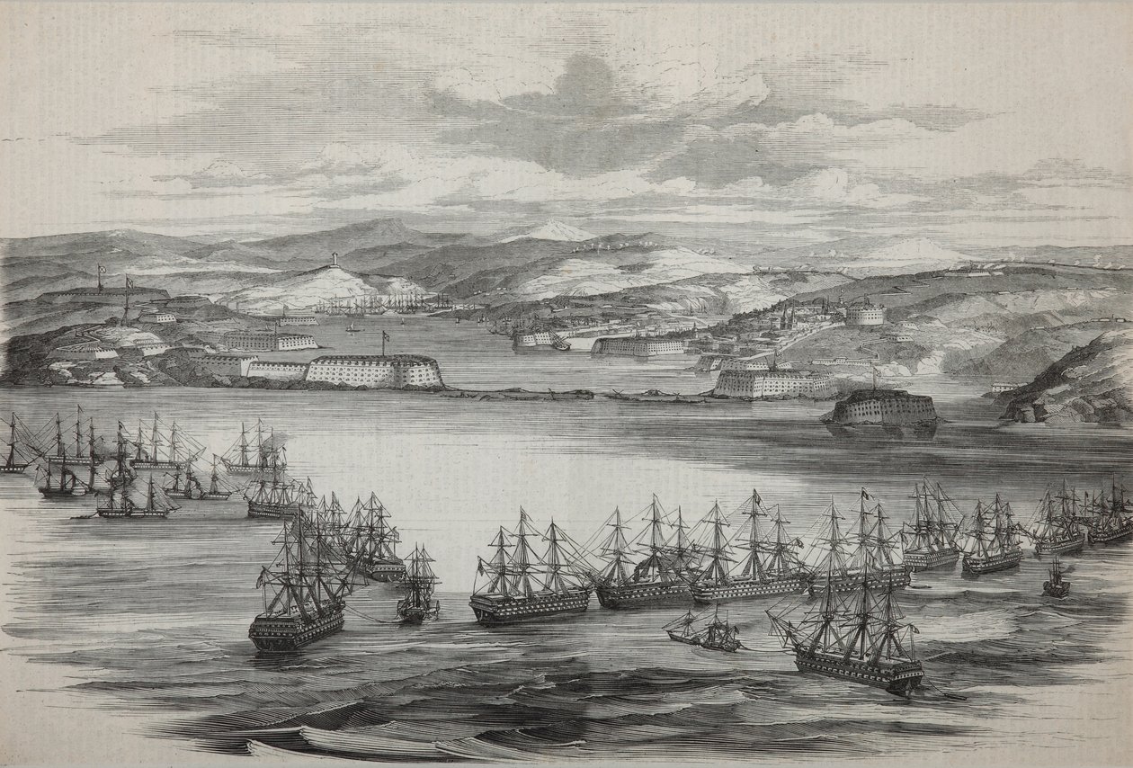 Eskadra brytyjsko-francuska w Sewastopolu, ok. 1855 autorstwa Unbekannt