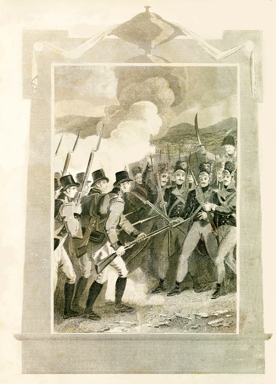 Brytyjczycy atakują bagnetami linie francuskie w bitwie pod Maida, 1806, 1816. autorstwa Unbekannt