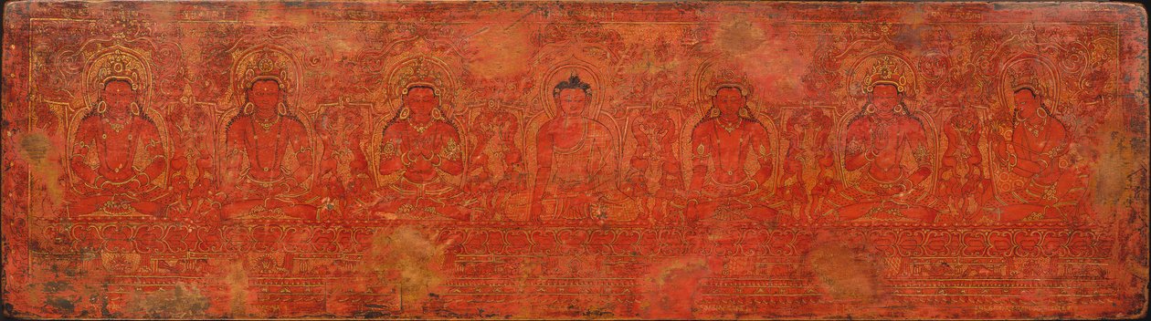 Budda Siakjamuni, Pięciu Przeszłych Buddów i Maitreja, ca. XV wiek. autorstwa Unbekannt