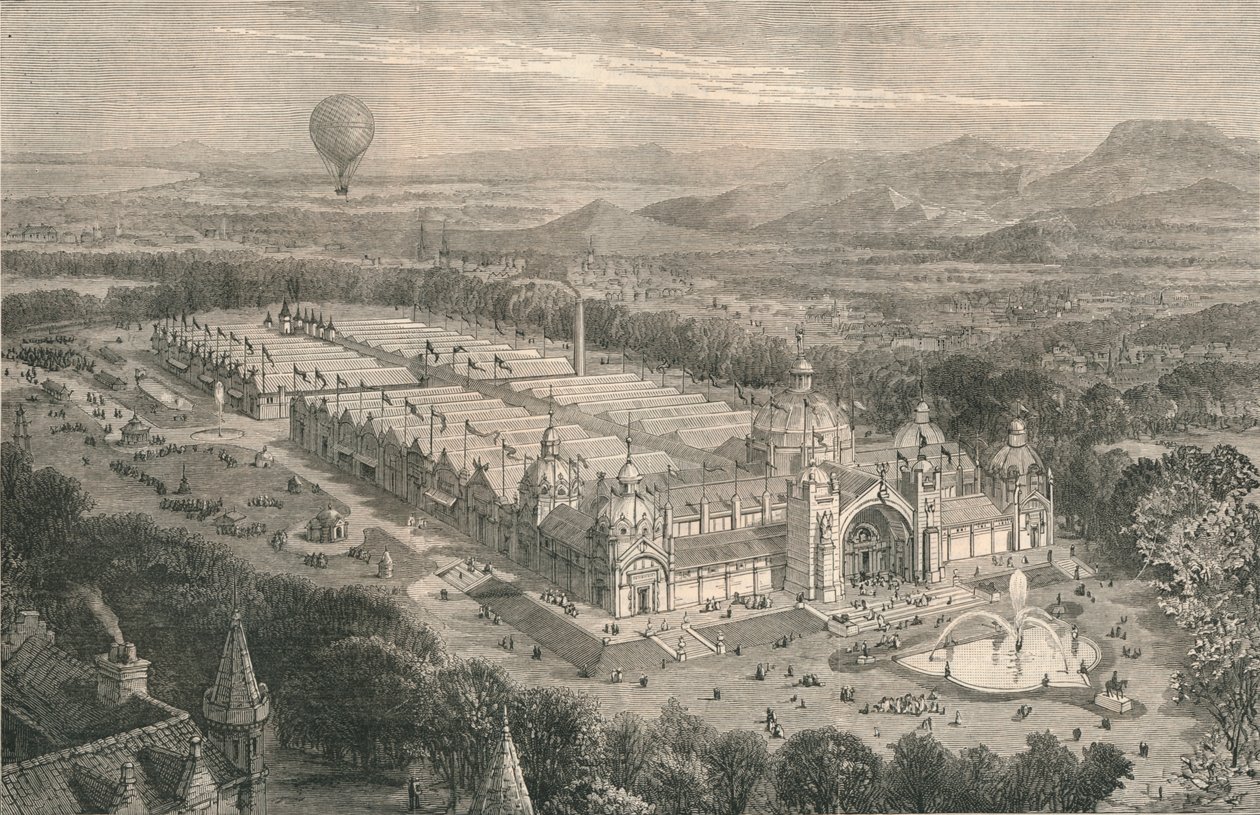 Budynek Międzynarodowej Wystawy Przemysłowej w Edynburgu, 1886. autorstwa Unbekannt