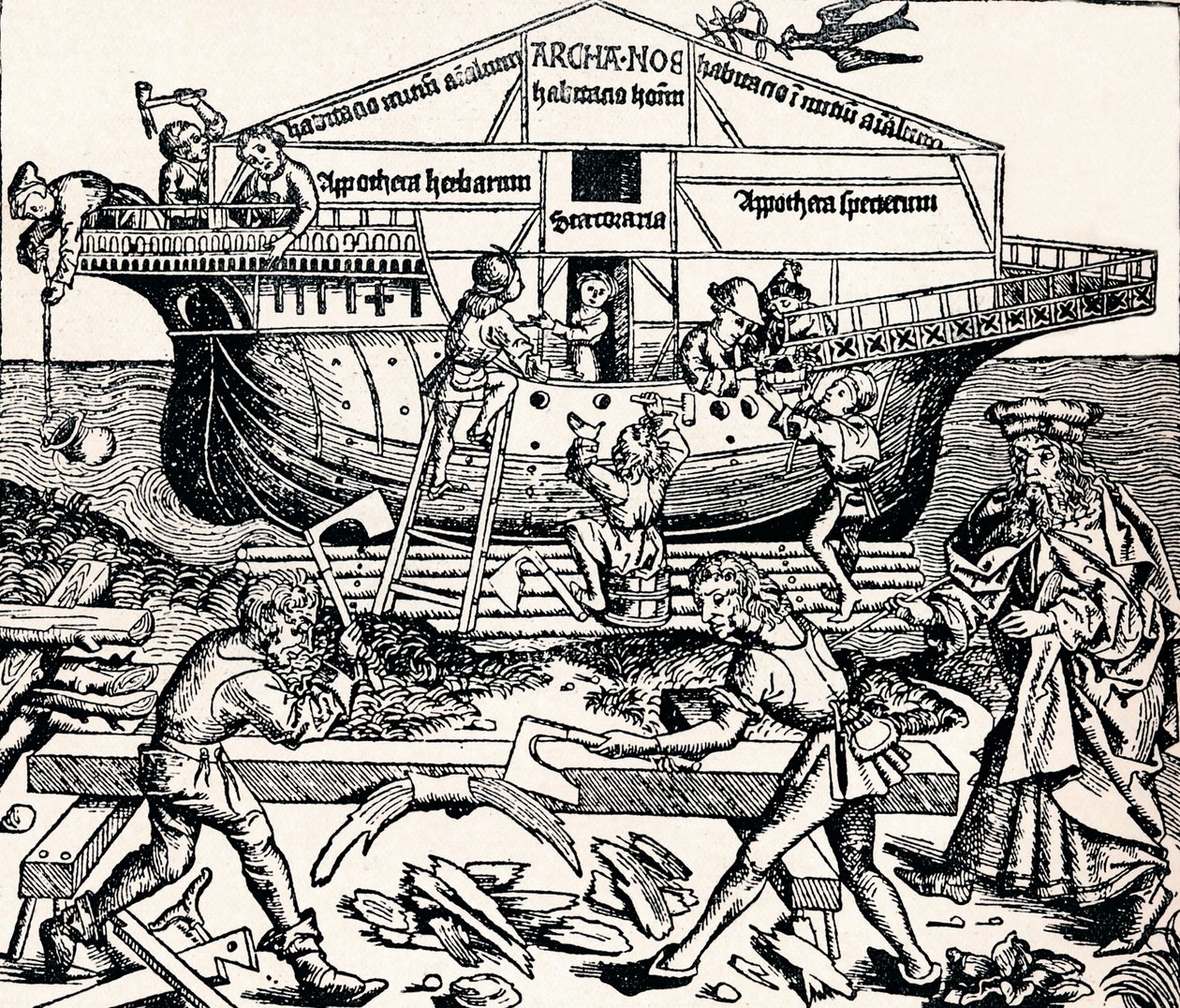 Budowa arki nadzorowana przez Noego, 1493, 1903 autorstwa Unbekannt