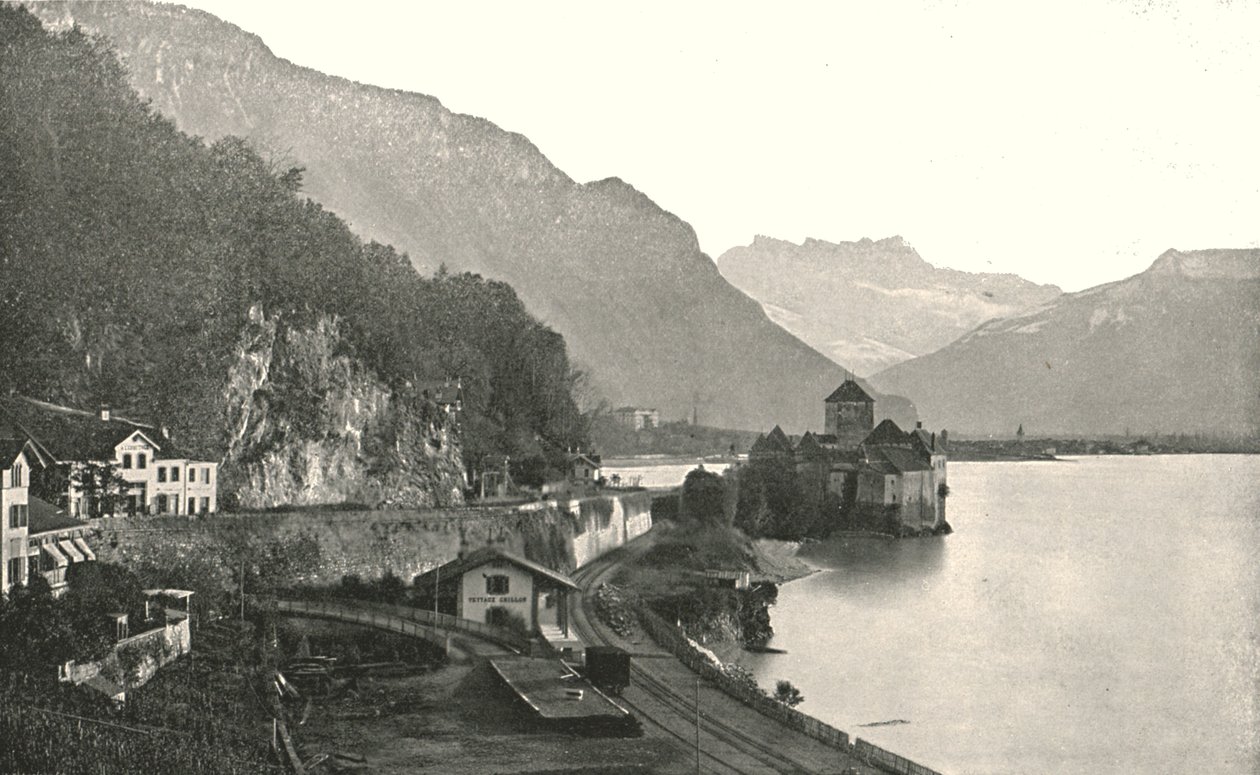 Zamek w Chillon, Szwajcaria, 1895. autorstwa Unbekannt