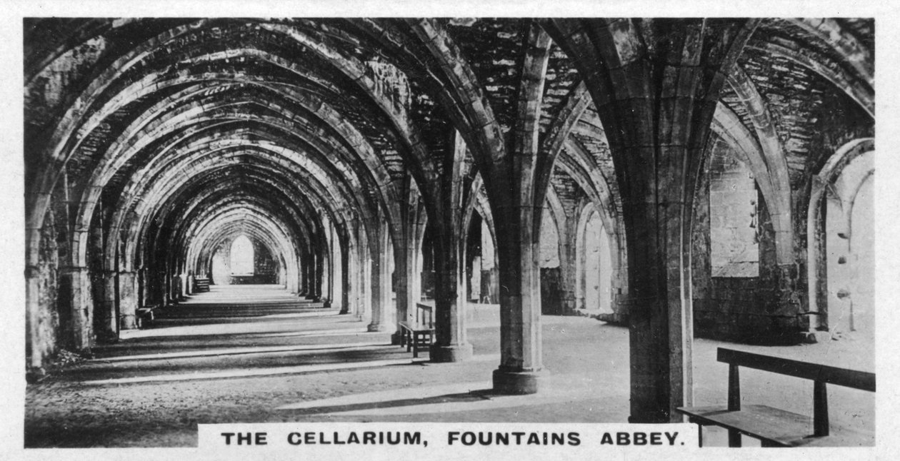 Cellarium, opactwo Fountains, Yorkshire, ok. 1920 r. autorstwa Unbekannt