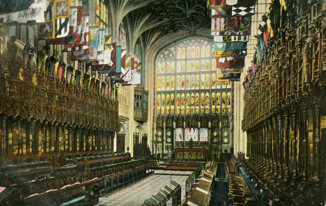 Chór w kaplicy św. Jerzego, zamek Windsor, 1904. autorstwa Unbekannt