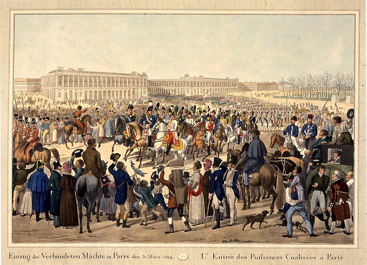 Armia koalicyjna wkracza do Paryża 31 marca 1814 r. na początku XIX wieku. autorstwa Unbekannt