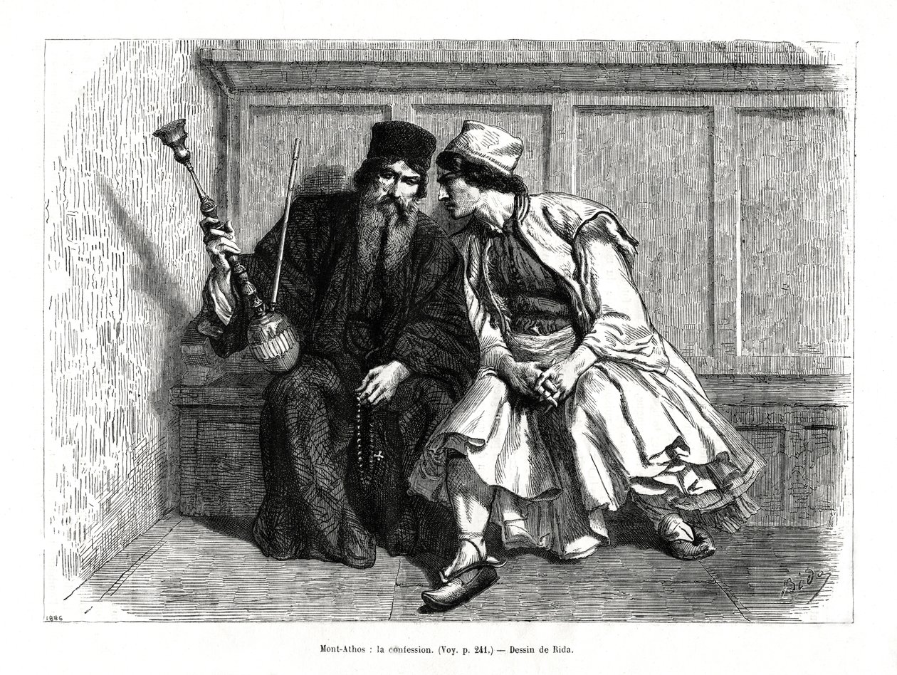 Spowiedź, Góra Athos, północna Grecja, 1886 autorstwa Unbekannt